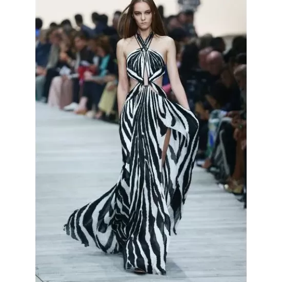 Printed Bandage Backless Sexy Maxi Dress Printed Bandage Backless Sexy Maxi Dress