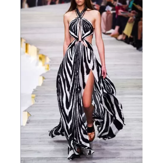 Printed Bandage Backless Sexy Maxi Dress Printed Bandage Backless Sexy Maxi Dress