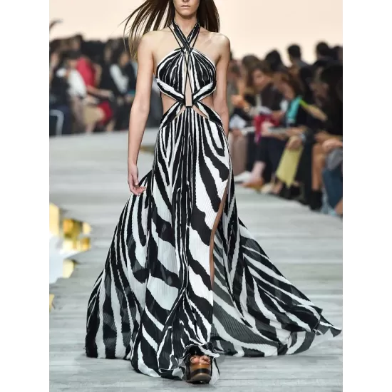 Printed Bandage Backless Sexy Maxi Dress Printed Bandage Backless Sexy Maxi Dress
