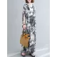 Ethnic Printed Vintage Plus Size V-Neck Loose Casual Dress Ethnic Printed Vintage Plus Size V-Neck Loose Casual Dress