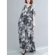 Ethnic Printed Vintage Plus Size V-Neck Loose Casual Dress Ethnic Printed Vintage Plus Size V-Neck Loose Casual Dress