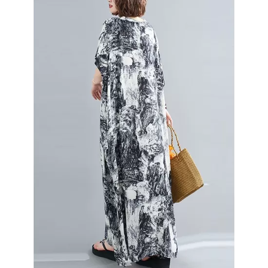 Ethnic Printed Vintage Plus Size V-Neck Loose Casual Dress Ethnic Printed Vintage Plus Size V-Neck Loose Casual Dress
