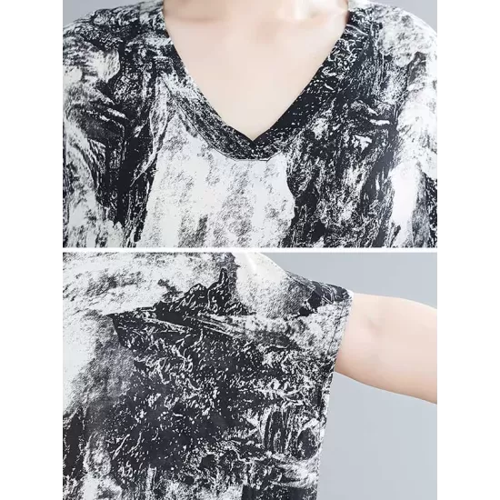Ethnic Printed Vintage Plus Size V-Neck Loose Casual Dress Ethnic Printed Vintage Plus Size V-Neck Loose Casual Dress