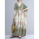 Vintage Floral Printed V-Neck Batwing Sleeves H-Line Maxi Dress Vintage Floral Printed V-Neck Batwing Sleeves H-Line Maxi Dress