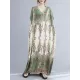 Vintage Floral Printed V-Neck Batwing Sleeves H-Line Maxi Dress Vintage Floral Printed V-Neck Batwing Sleeves H-Line Maxi Dress
