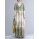 Vintage Floral Printed V-Neck Batwing Sleeves H-Line Maxi Dress Vintage Floral Printed V-Neck Batwing Sleeves H-Line Maxi Dress