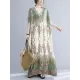 Vintage Floral Printed V-Neck Batwing Sleeves H-Line Maxi Dress Vintage Floral Printed V-Neck Batwing Sleeves H-Line Maxi Dress