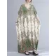 Vintage Floral Printed V-Neck Batwing Sleeves H-Line Maxi Dress Vintage Floral Printed V-Neck Batwing Sleeves H-Line Maxi Dress