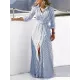 Buttoned Striped Tied Waist High Waisted Long Sleeves V-neck Shirt Dress Maxi Dresses Buttoned Striped Tied Waist High Waisted Long Sleeves V-neck Shirt Dress Maxi Dresses