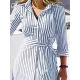 Buttoned Striped Tied Waist High Waisted Long Sleeves V-neck Shirt Dress Maxi Dresses Buttoned Striped Tied Waist High Waisted Long Sleeves V-neck Shirt Dress Maxi Dresses