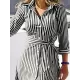 Buttoned Striped Tied Waist High Waisted Long Sleeves V-neck Shirt Dress Maxi Dresses Buttoned Striped Tied Waist High Waisted Long Sleeves V-neck Shirt Dress Maxi Dresses