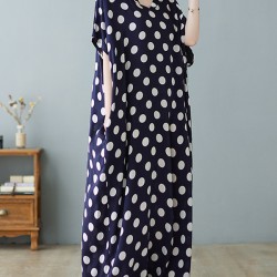 Urban Loose Batwing Sleeves Polka-Dot Printed A-Line Maxi Dress