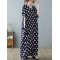 Urban Loose Batwing Sleeves Polka-Dot Printed A-Line Maxi Dress