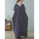 Urban Loose Batwing Sleeves Polka-Dot Printed A-Line Maxi Dress Urban Loose Batwing Sleeves Polka-Dot Printed A-Line Maxi Dress