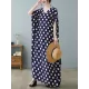 Urban Loose Batwing Sleeves Polka-Dot Printed A-Line Maxi Dress Urban Loose Batwing Sleeves Polka-Dot Printed A-Line Maxi Dress