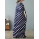 Urban Loose Batwing Sleeves Polka-Dot Printed A-Line Maxi Dress Urban Loose Batwing Sleeves Polka-Dot Printed A-Line Maxi Dress