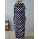 Urban Loose Batwing Sleeves Polka-Dot Printed A-Line Maxi Dress Urban Loose Batwing Sleeves Polka-Dot Printed A-Line Maxi Dress