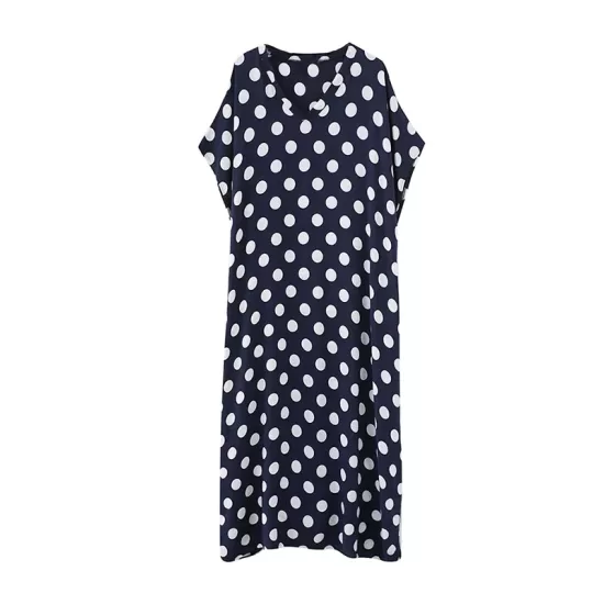 Urban Loose Batwing Sleeves Polka-Dot Printed A-Line Maxi Dress Urban Loose Batwing Sleeves Polka-Dot Printed A-Line Maxi Dress