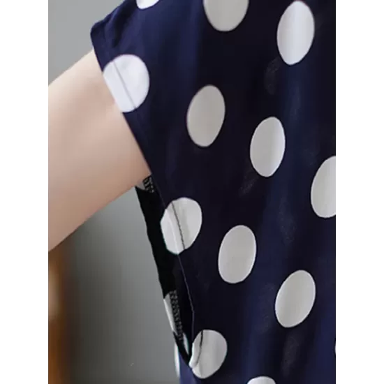 Urban Loose Batwing Sleeves Polka-Dot Printed A-Line Maxi Dress Urban Loose Batwing Sleeves Polka-Dot Printed A-Line Maxi Dress