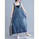 Loose Sleeveless Denim V-Neck Midi Dress Loose Sleeveless Denim V-Neck Midi Dress