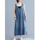 Loose Sleeveless Denim V-Neck Midi Dress Loose Sleeveless Denim V-Neck Midi Dress
