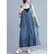 Loose Sleeveless Denim V-Neck Midi Dress Loose Sleeveless Denim V-Neck Midi Dress