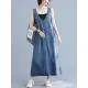Loose Sleeveless Denim V-Neck Midi Dress Loose Sleeveless Denim V-Neck Midi Dress