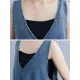 Loose Sleeveless Denim V-Neck Midi Dress Loose Sleeveless Denim V-Neck Midi Dress