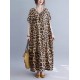 Loose Leopard V-Neck Batwing Sleeves Maxi Dress Loose Leopard V-Neck Batwing Sleeves Maxi Dress