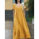 Simple Solid Color U-Neck Pleated Short Sleeves Maxi Dress Simple Solid Color U-Neck Pleated Short Sleeves Maxi Dress