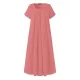 Simple Solid Color U-Neck Pleated Short Sleeves Maxi Dress Simple Solid Color U-Neck Pleated Short Sleeves Maxi Dress