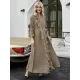Original Loose Long Sleeves Tied Pleated Falbala Solid Color V-Neck Maxi Dresses Original Loose Long Sleeves Tied Pleated Falbala Solid Color V-Neck Maxi Dresses