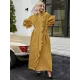 Original Loose Long Sleeves Tied Pleated Falbala Solid Color V-Neck Maxi Dresses Original Loose Long Sleeves Tied Pleated Falbala Solid Color V-Neck Maxi Dresses