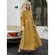 Original Loose Long Sleeves Tied Pleated Falbala Solid Color V-Neck Maxi Dresses Original Loose Long Sleeves Tied Pleated Falbala Solid Color V-Neck Maxi Dresses