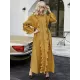 Original Loose Long Sleeves Tied Pleated Falbala Solid Color V-Neck Maxi Dresses Original Loose Long Sleeves Tied Pleated Falbala Solid Color V-Neck Maxi Dresses