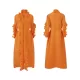 Original Loose Long Sleeves Tied Pleated Falbala Solid Color V-Neck Maxi Dresses Original Loose Long Sleeves Tied Pleated Falbala Solid Color V-Neck Maxi Dresses