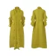Original Loose Long Sleeves Tied Pleated Falbala Solid Color V-Neck Maxi Dresses Original Loose Long Sleeves Tied Pleated Falbala Solid Color V-Neck Maxi Dresses