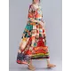 Loose Short Sleeves Floral Printed Round-Neck Midi Dresses Loose Short Sleeves Floral Printed Round-Neck Midi Dresses