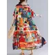 Loose Short Sleeves Floral Printed Round-Neck Midi Dresses Loose Short Sleeves Floral Printed Round-Neck Midi Dresses