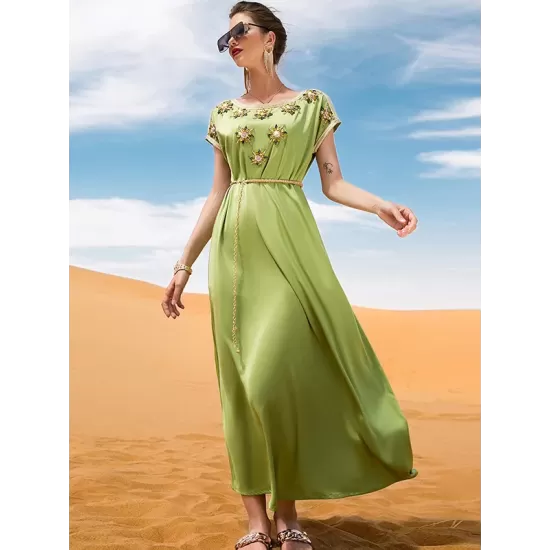 Vintage Loose Solid Color Round-Neck Midi Dress Vintage Loose Solid Color Round-Neck Midi Dress