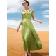 Vintage Loose Solid Color Round-Neck Midi Dress Vintage Loose Solid Color Round-Neck Midi Dress
