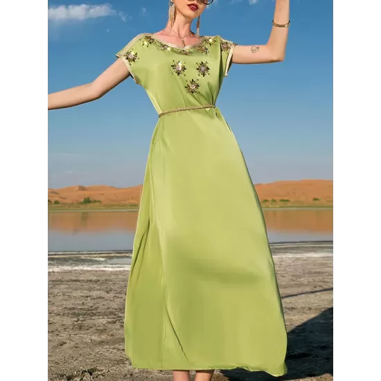 Vintage Loose Solid Color Round-Neck Midi Dress Vintage Loose Solid Color Round-Neck Midi Dress