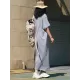 Casual Short Sleeves Solid Color Round-Neck Maxi Dress Casual Short Sleeves Solid Color Round-Neck Maxi Dress