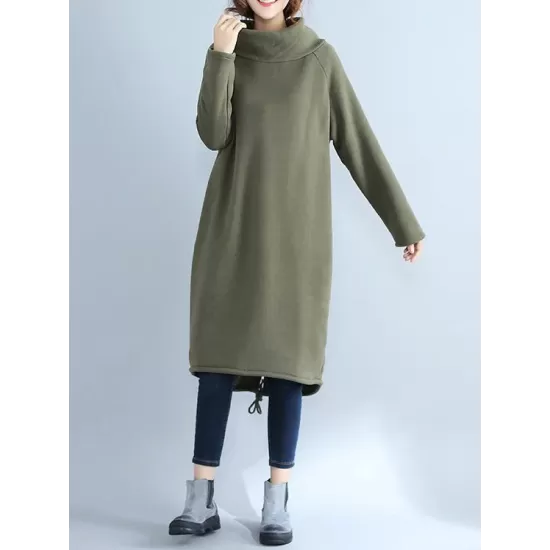 High Collar Fleeced Long Dress High Collar Fleeced Long Dress