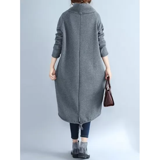 High Collar Fleeced Long Dress High Collar Fleeced Long Dress