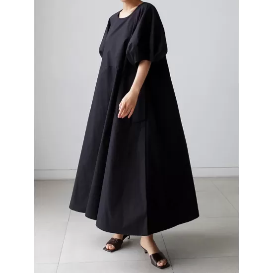 Original Bishop Sleeve Solid Color Midi Dress Original Bishop Sleeve Solid Color Midi Dress