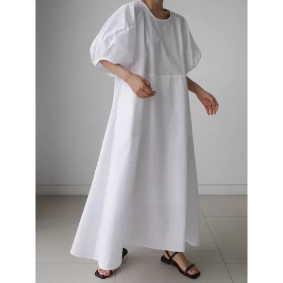 Original Bishop Sleeve Solid Color Midi Dress Original Bishop Sleeve Solid Color Midi Dress