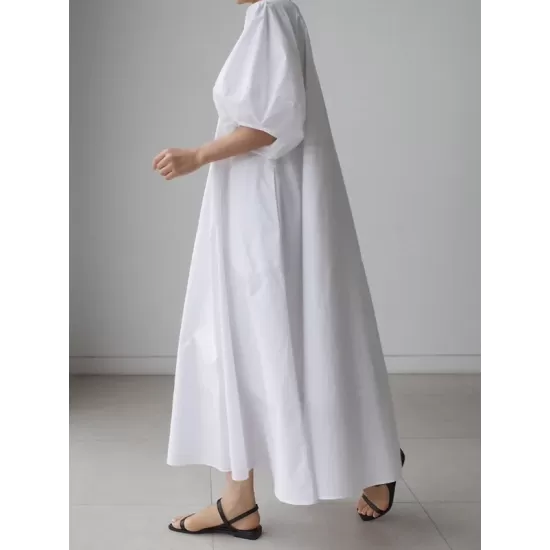 Original Bishop Sleeve Solid Color Midi Dress Original Bishop Sleeve Solid Color Midi Dress