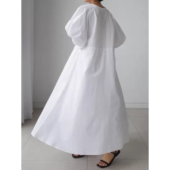 Original Bishop Sleeve Solid Color Midi Dress Original Bishop Sleeve Solid Color Midi Dress
