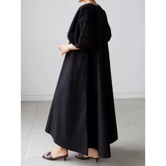 Original Bishop Sleeve Solid Color Midi Dress Original Bishop Sleeve Solid Color Midi Dress